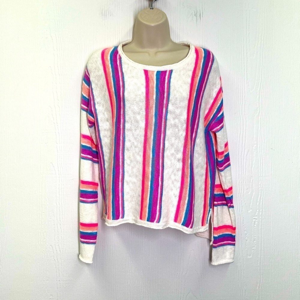 Lilly Pulitzer - Rozalia Rainbow Striped Side Vent Long Sleeve Eve Sweater S - Picture 2 of 12